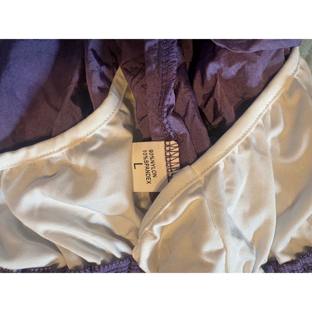 Automet Womens Purple Running Shorts Smocked High Waist Athletic Gym Liner L - Picture 3 of 7